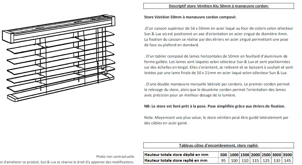 Descriptrif Store Venitien Prestige Lames De 50 Mm Store Sur Mesure